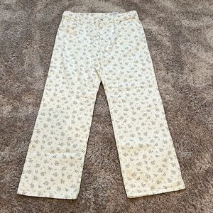 H & M wide leg, jeans with floral pattern. Sz. 14